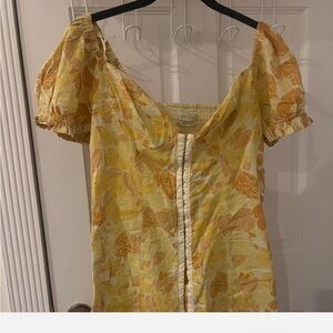 Urban outfitters Floral Yellow Puff Sleeve dress